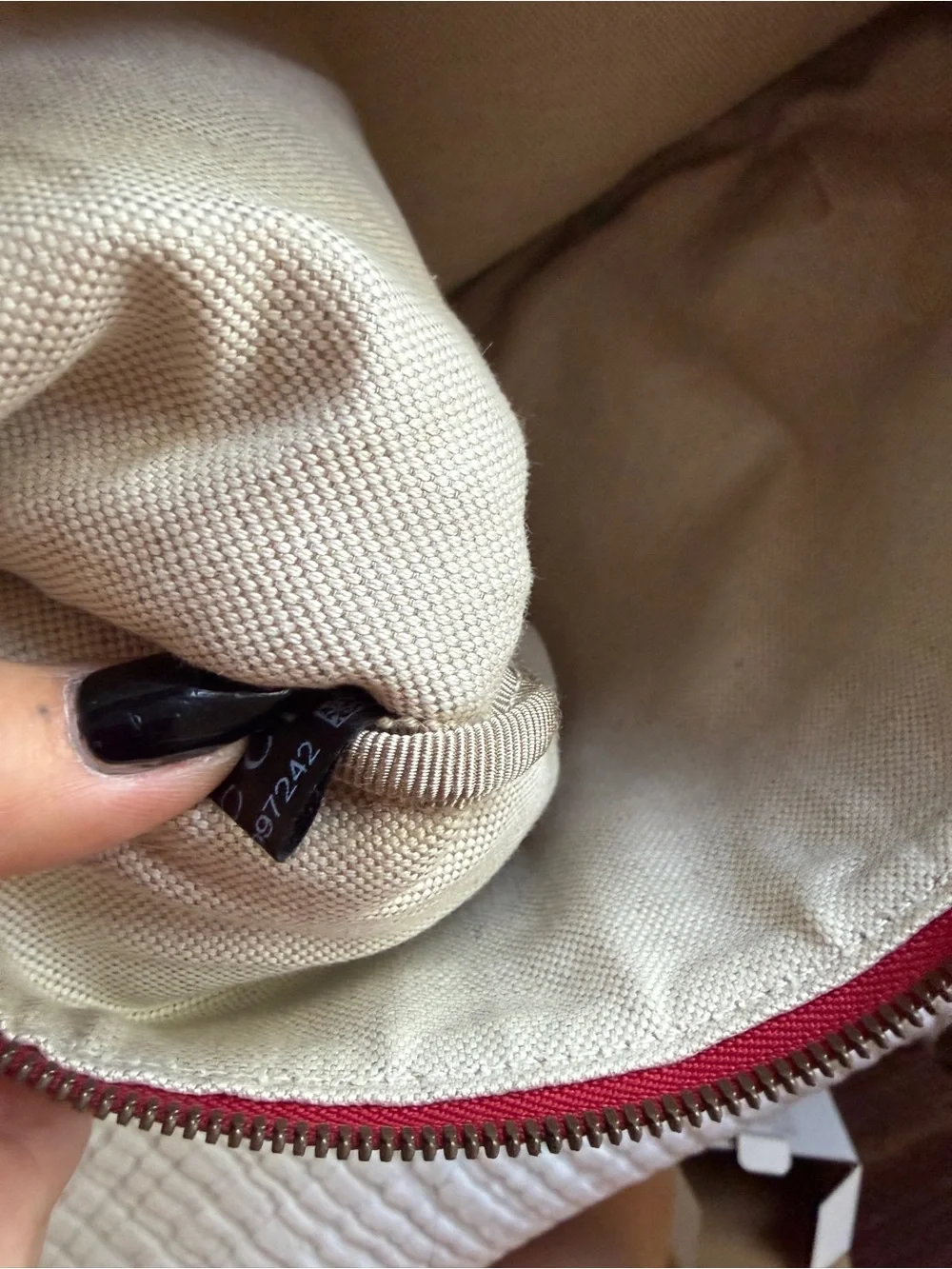 Gucci Red Leather Belt Bag with Green and Gold Logo